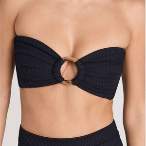 MONTCE Black Rib Tori Bandeau Bikini Top